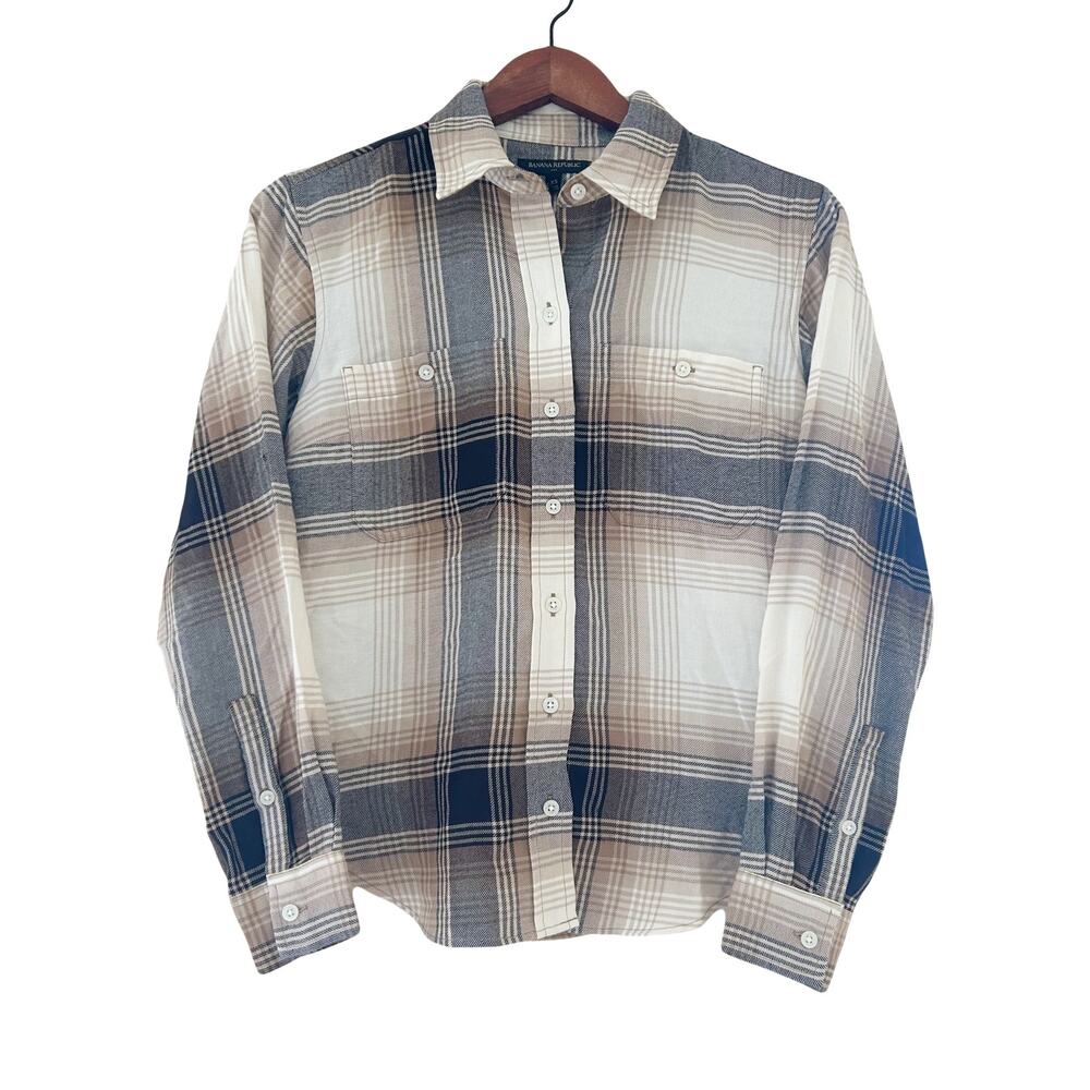 NWT Banana Republic Factory Plaid Button Down Sz XS